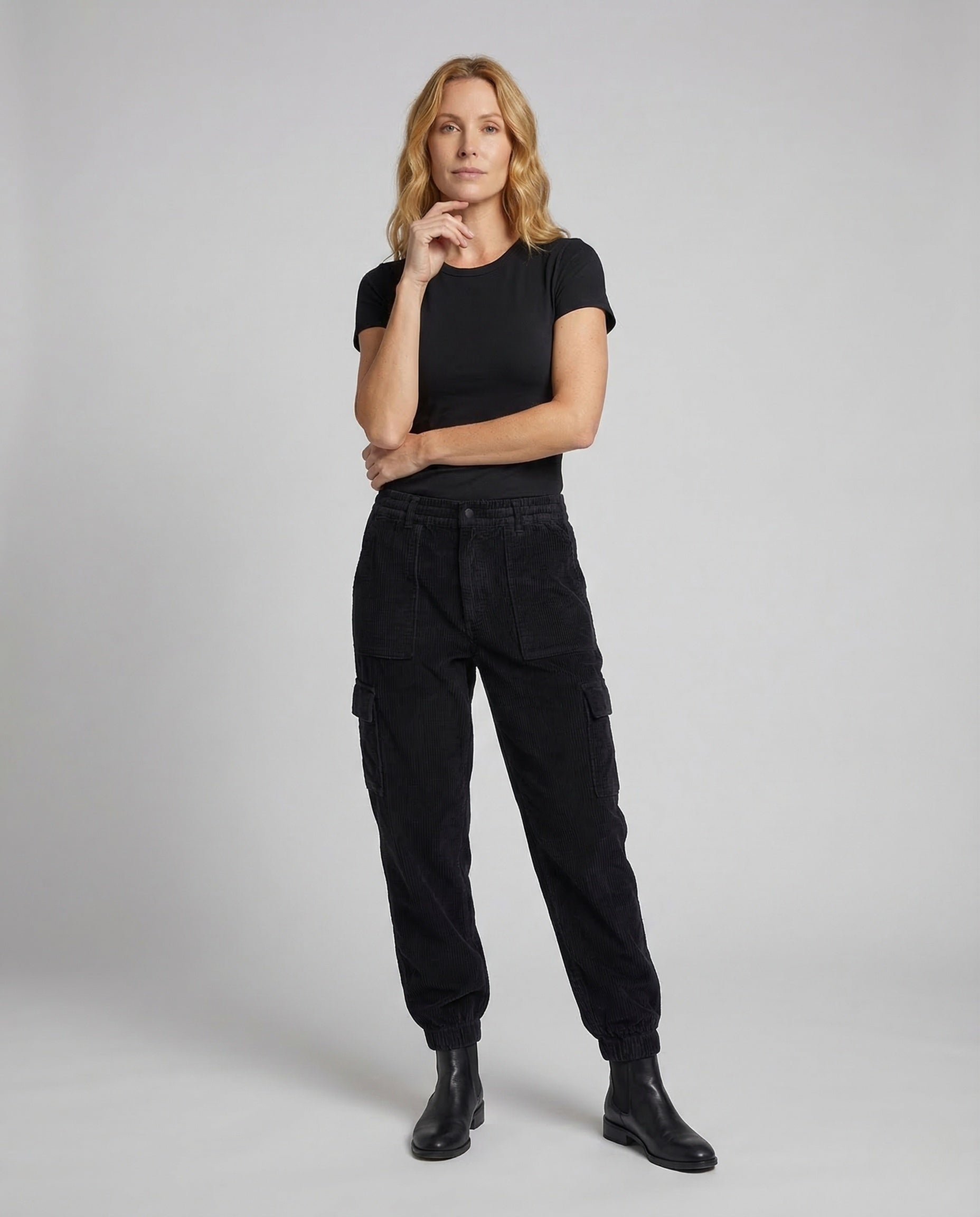 Unisex Cargohose Feincord Elastikbund Mehrere Taschen - Eveloria