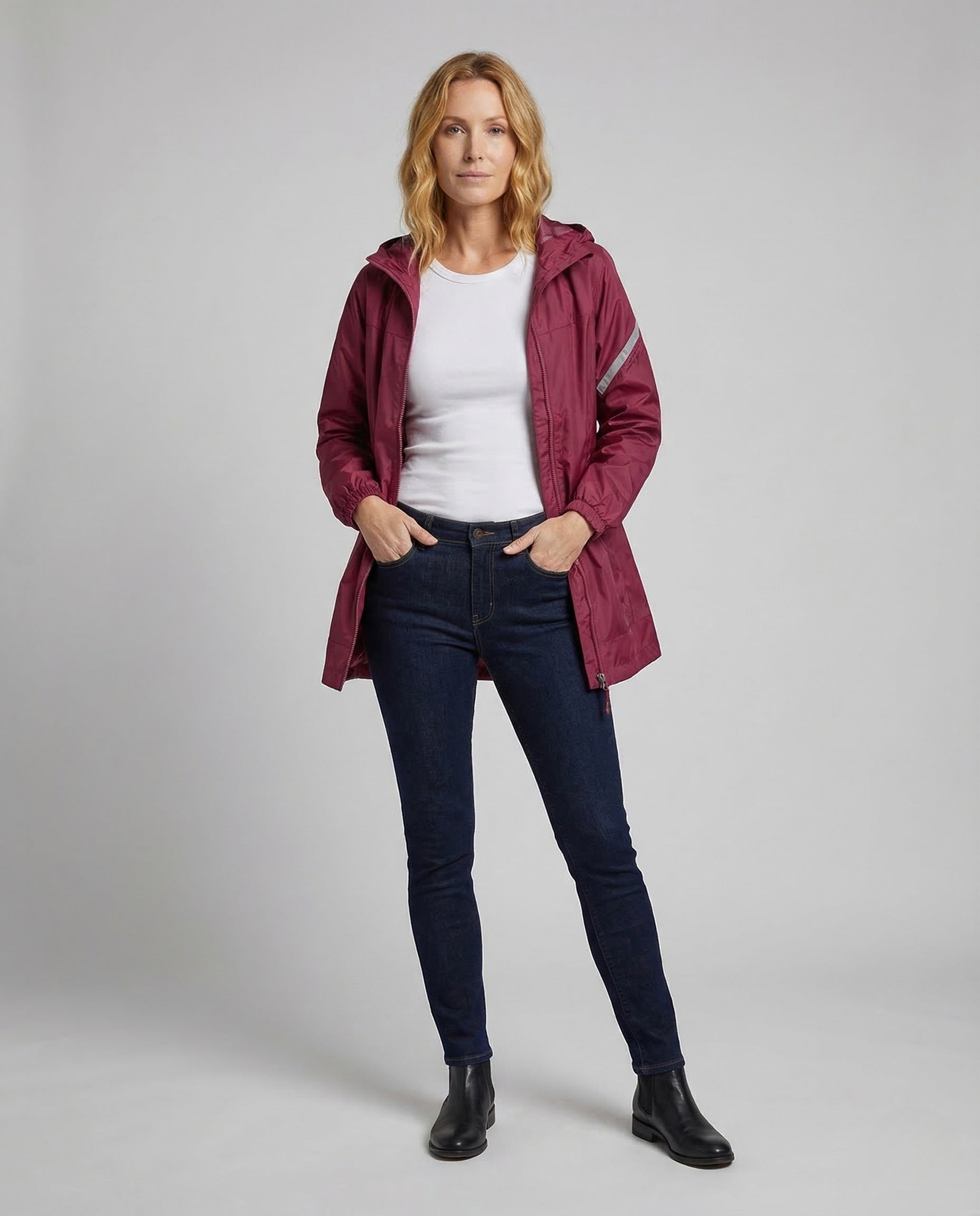 Unisex Regenjacke Wasserdicht mit Kapuze und Reflektoren - Eveloria