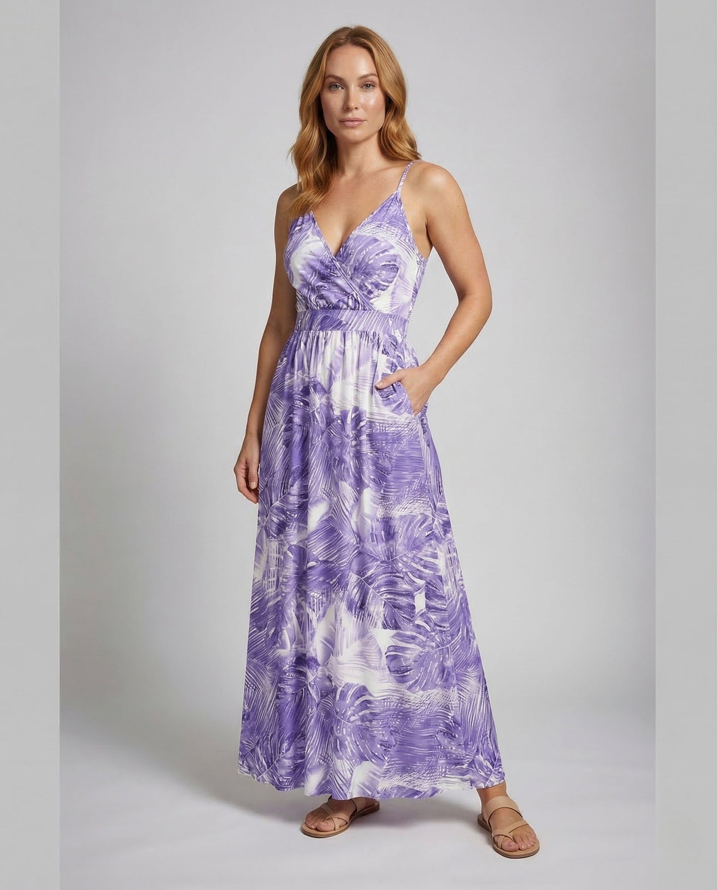 Damen Maxikleid Spaghettiträger Wickeloberteil Empire - Eveloria
