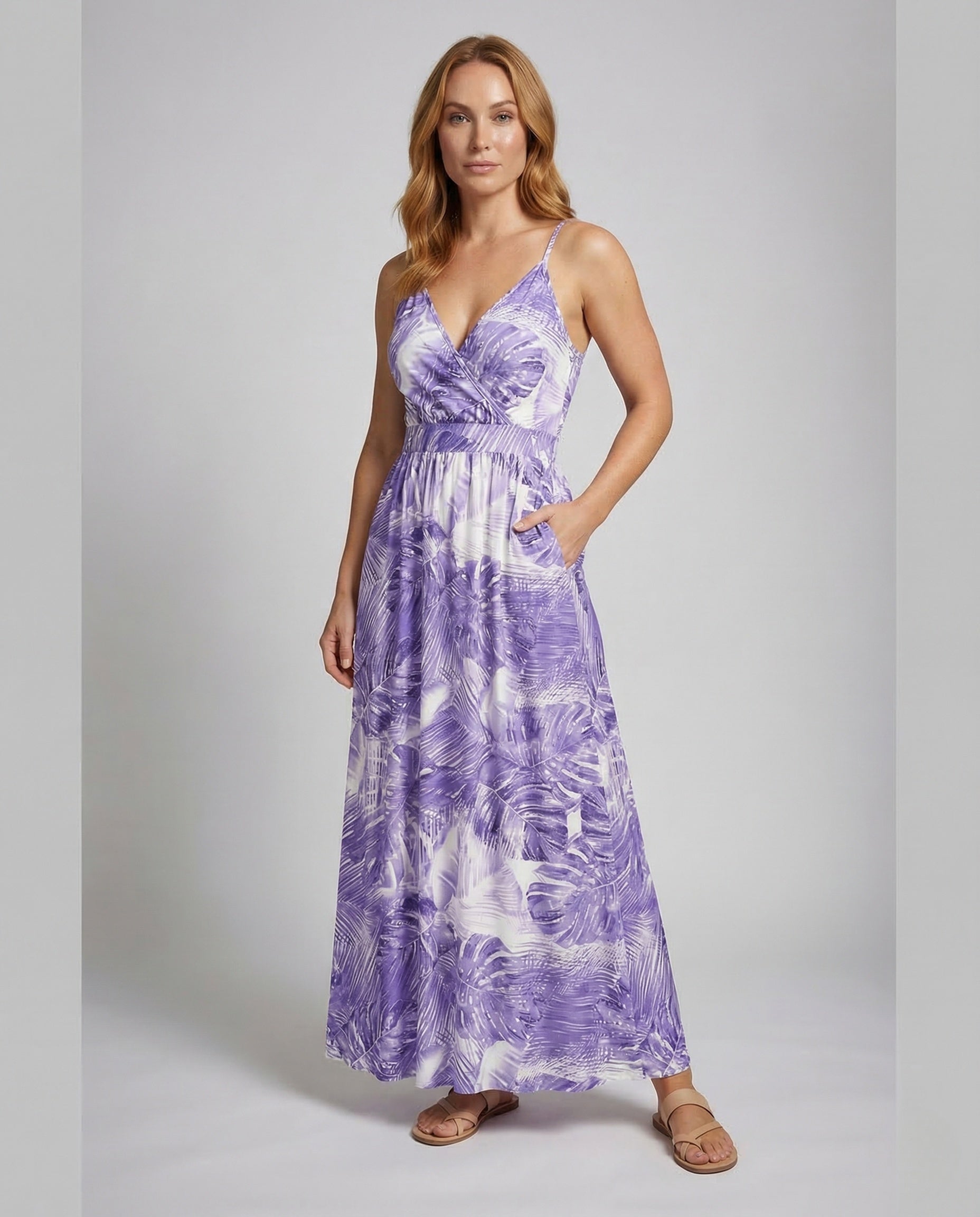 Damen Maxikleid Spaghettiträger Wickeloberteil Empire - Eveloria