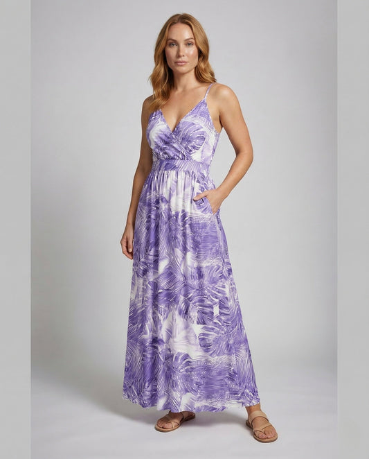 Damen Maxikleid Spaghettiträger Wickeloberteil Empire - Eveloria