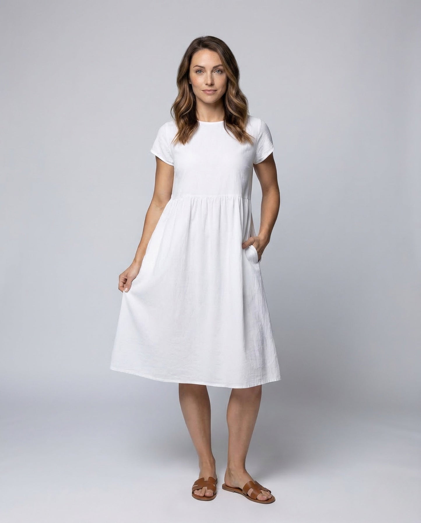 Damen Babydoll Knielang mit Taschen - Eveloria