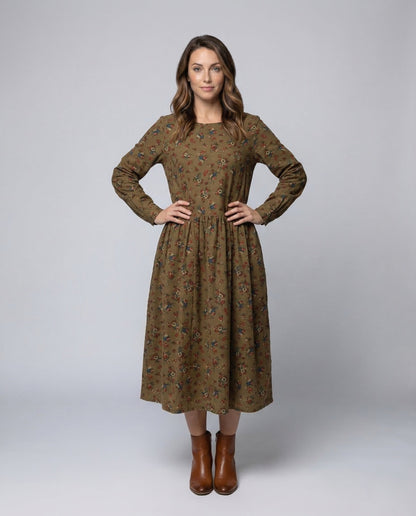 Damen Maxikleid Blumenprint Langarm Boho Stil - Eveloria