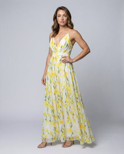 Damen Maxikleid Wickeloberteil Spaghettiträger - Eveloria