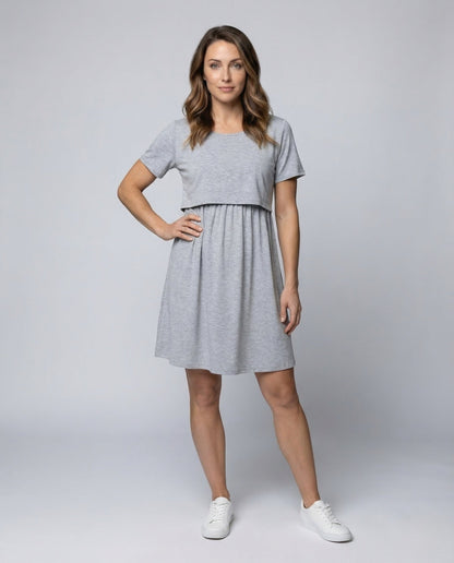 Damen Stillkleid Elastikbund Baumwolle Schwarz - Eveloria