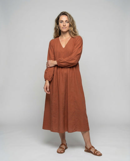 Damen Viskose Maxikleid V-Ausschnitt Empire - Eveloria