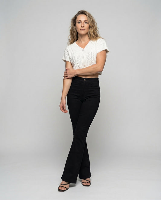 Damen High Waist Jeans Schlaghose - Eveloria