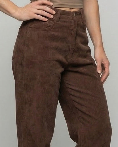 Damen High Waist Chinohose Weite Bein