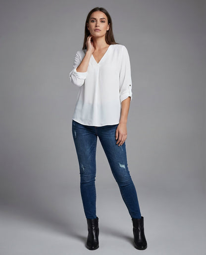 Damen Tunika V-Ausschnitt Chiffon - Eveloria
