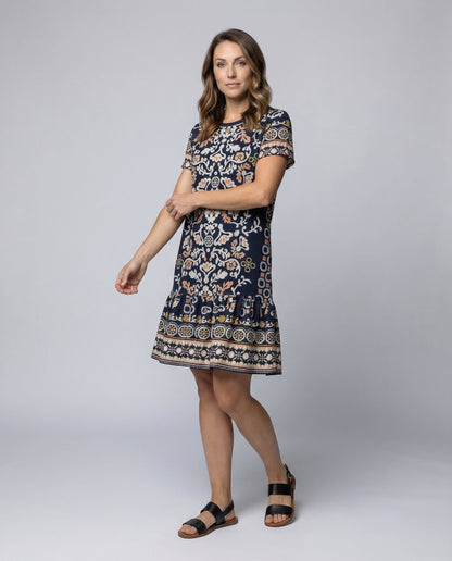 Damen Viskosekleid Ethnomuster - Eveloria