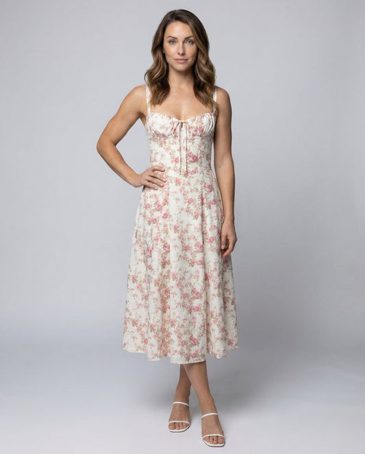 Damen Midikleid Corsage Träger - Eveloria
