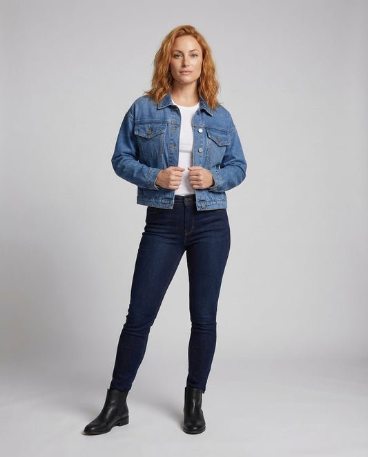 Damen Kurzjeansjacke Weite Passform - Eveloria