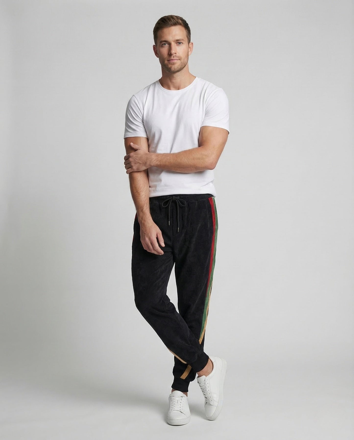 Herren Cordhose Jogginghose Streifen Tunnelzug - Eveloria