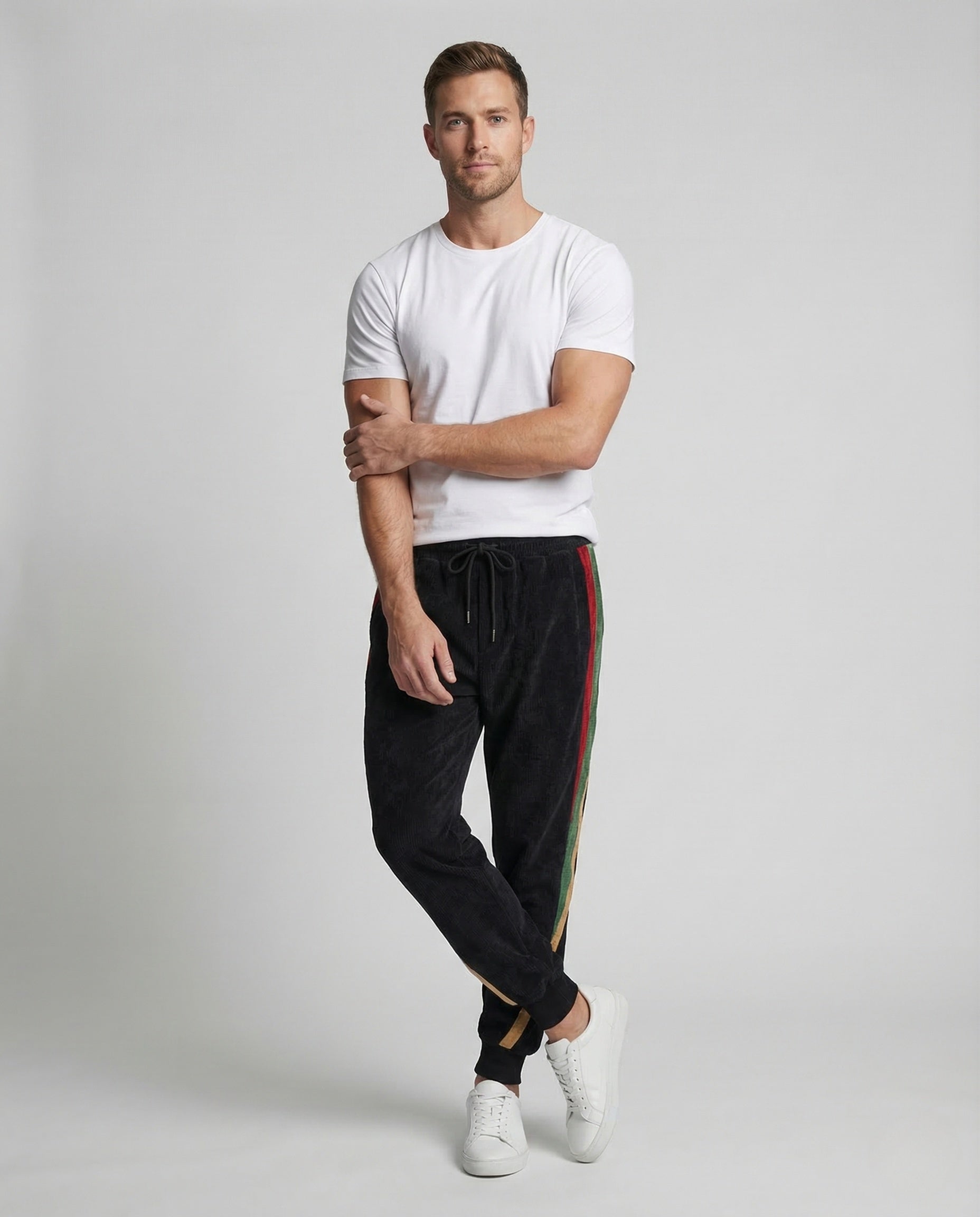 Herren Cordhose Jogginghose Streifen Tunnelzug - Eveloria