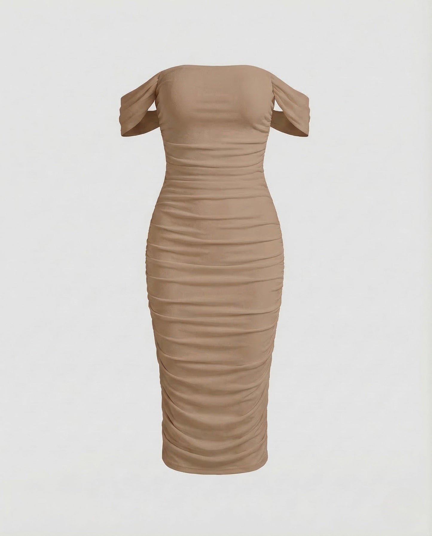 Damen Midikleid Raffung Carmen