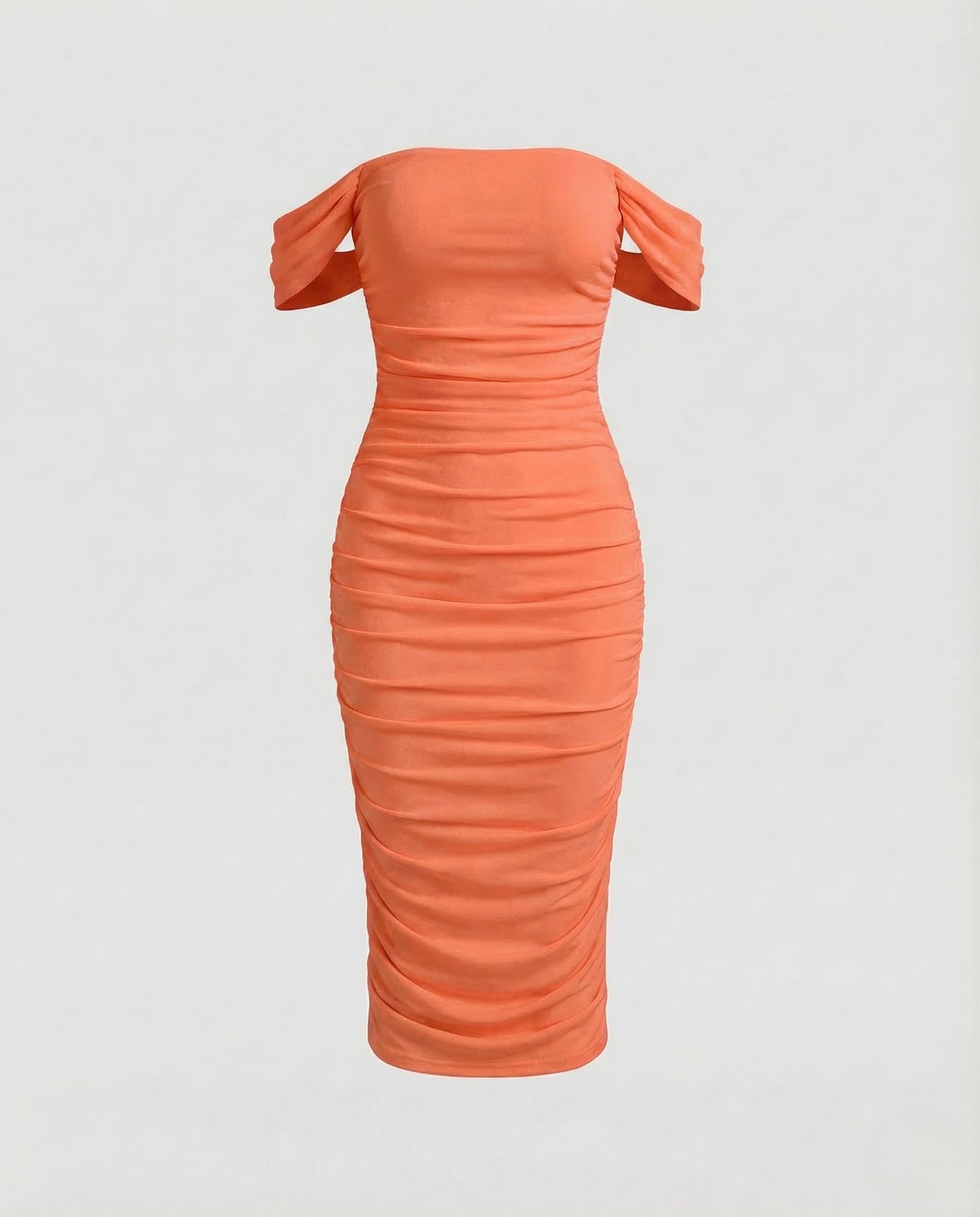 Damen Midikleid Raffung Carmen