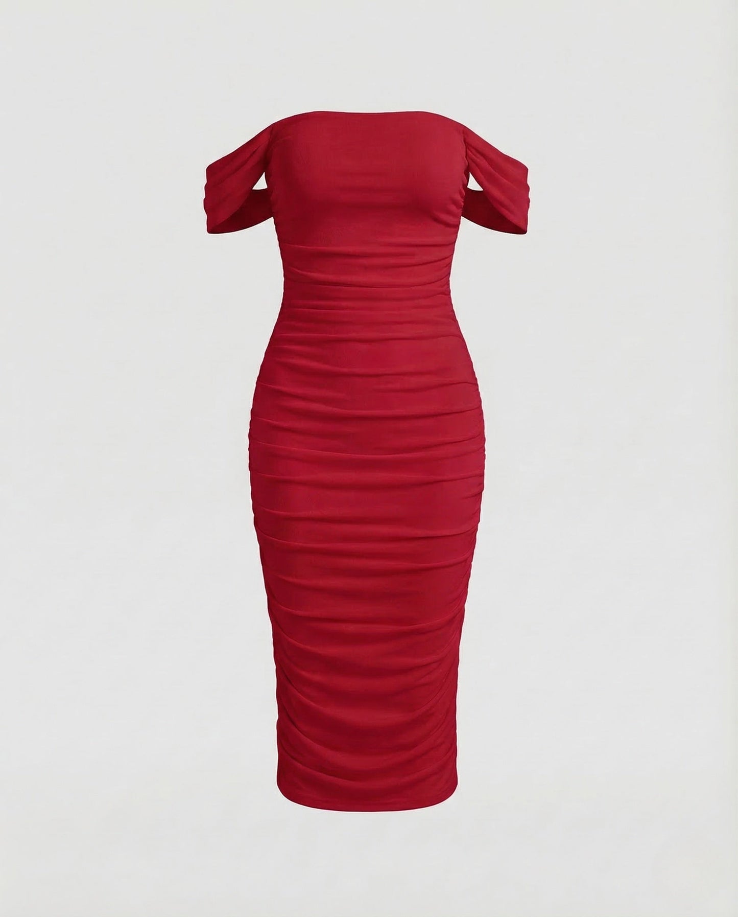 Damen Midikleid Raffung Carmen