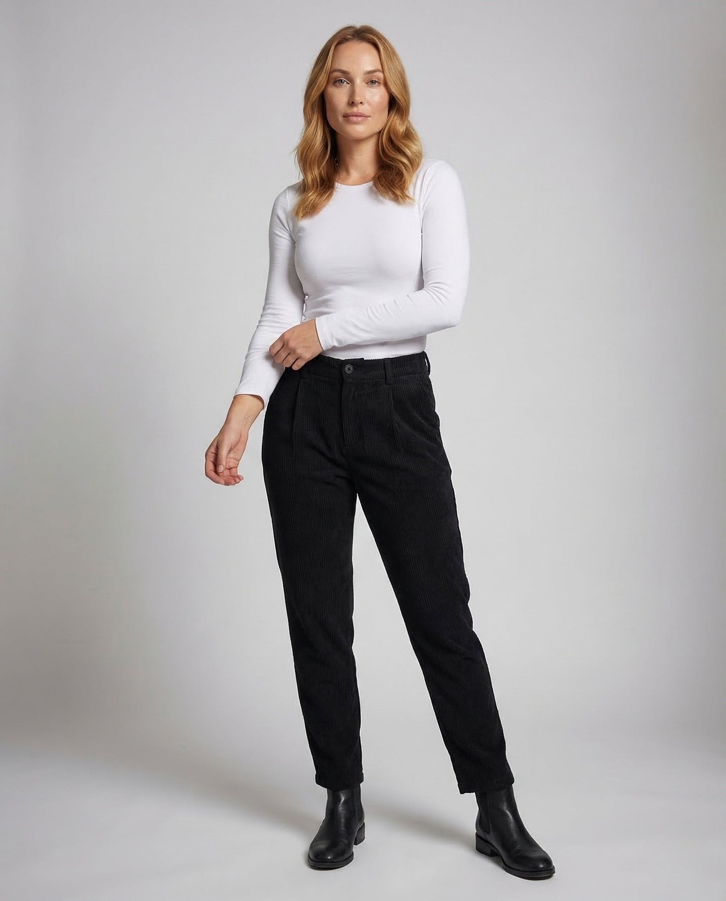 Damen Rippstrickhose mit Bundfalten - Eveloria