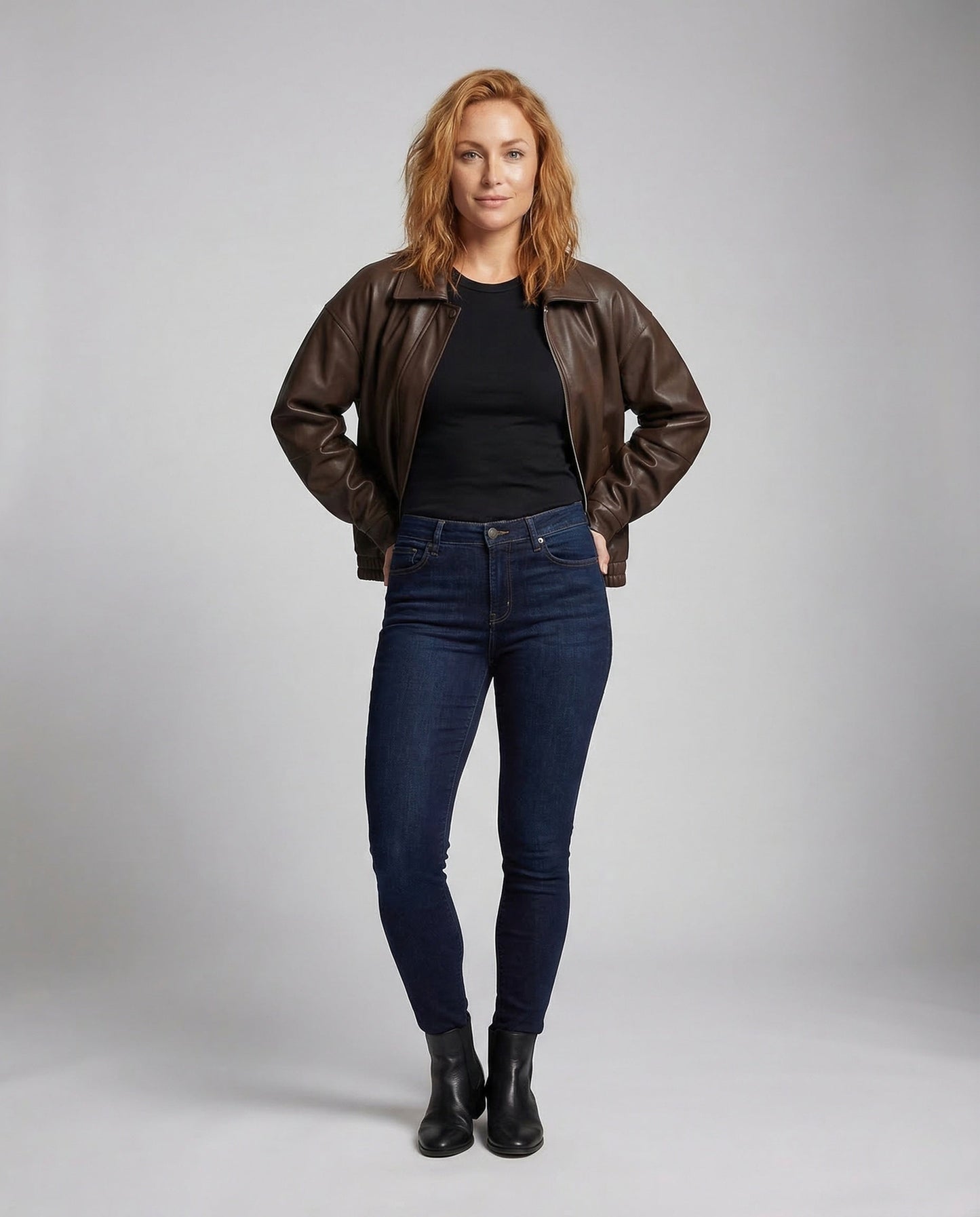 Damen Oversize Kunstlederjacke Reißverschluss Schwarz - Eveloria