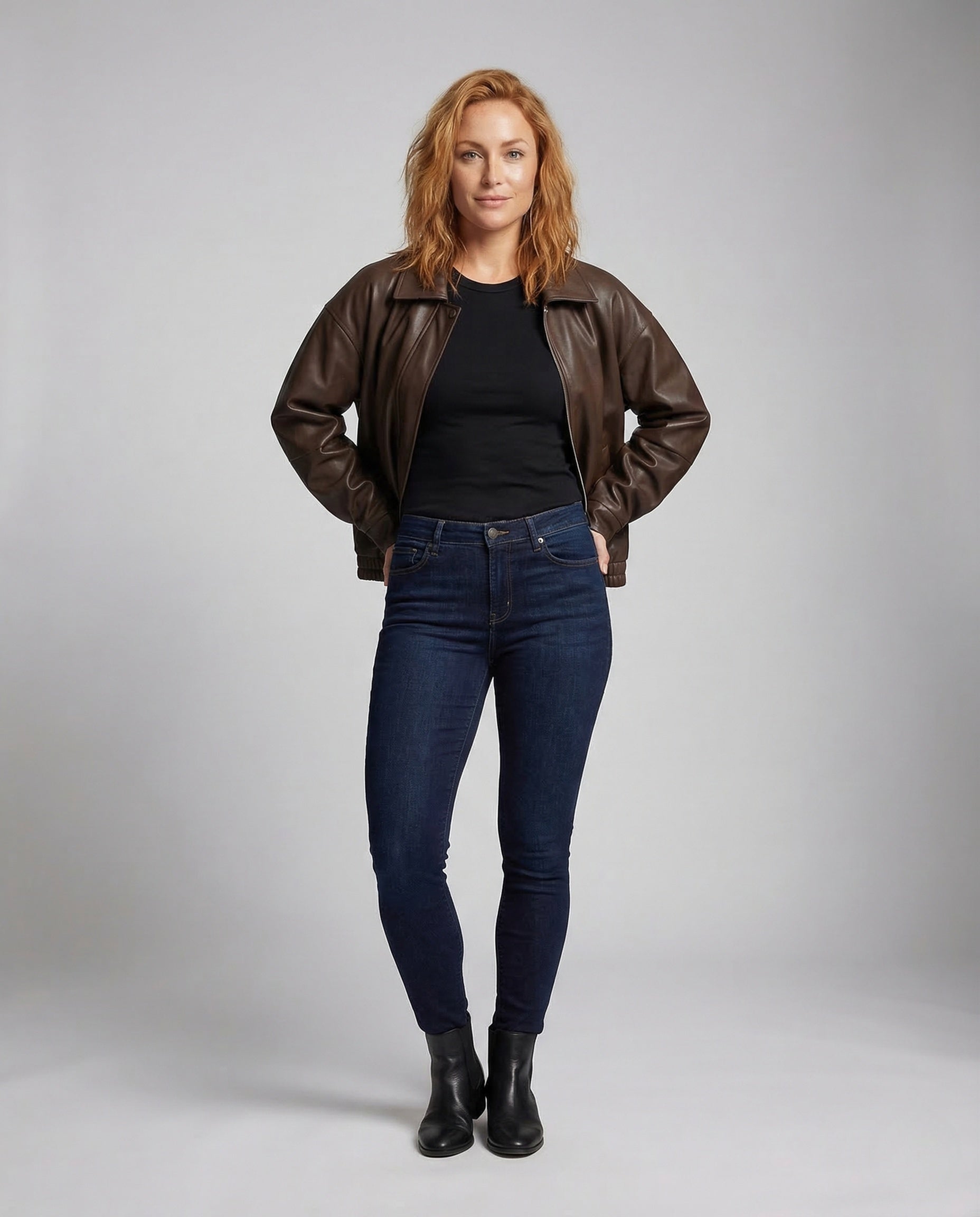 Damen Oversize Kunstlederjacke Reißverschluss Schwarz - Eveloria