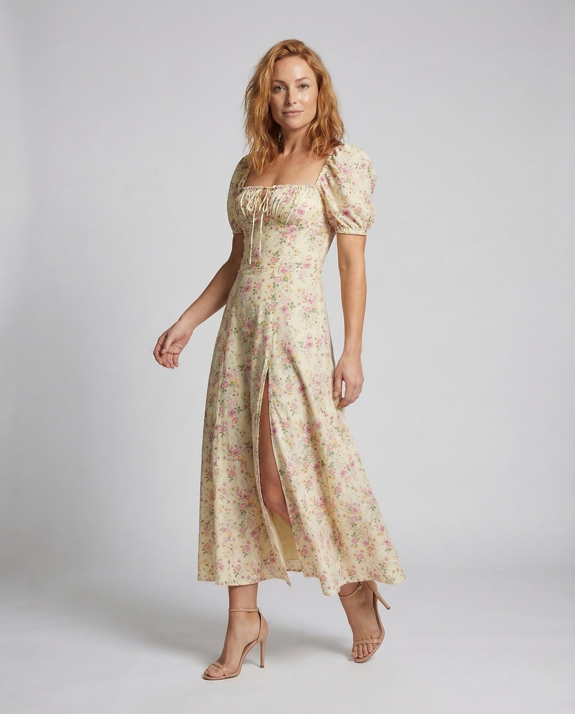 Damen Maxikleid mit Herz-Ausschnitt und Seitenschlitz - Eveloria