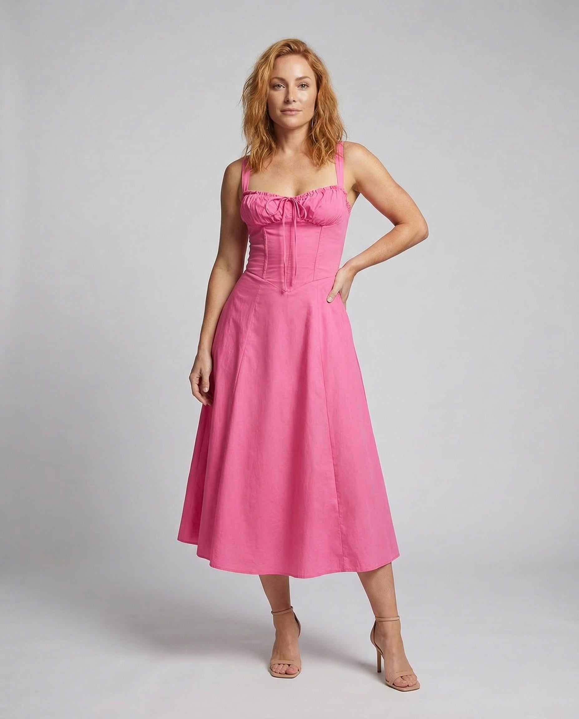 Damen Midikleid A-Linie Corsage - Eveloria