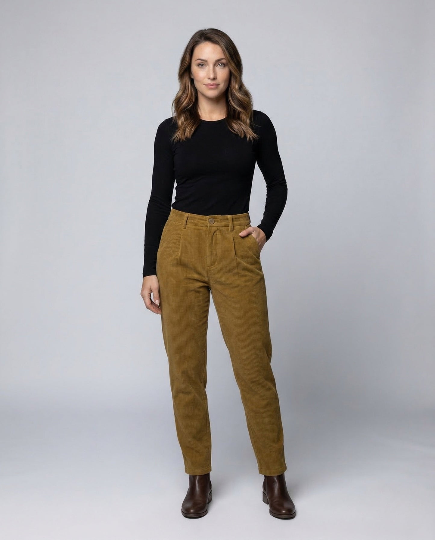 Damen Cordhose Weit mit Elastikbund - Eveloria