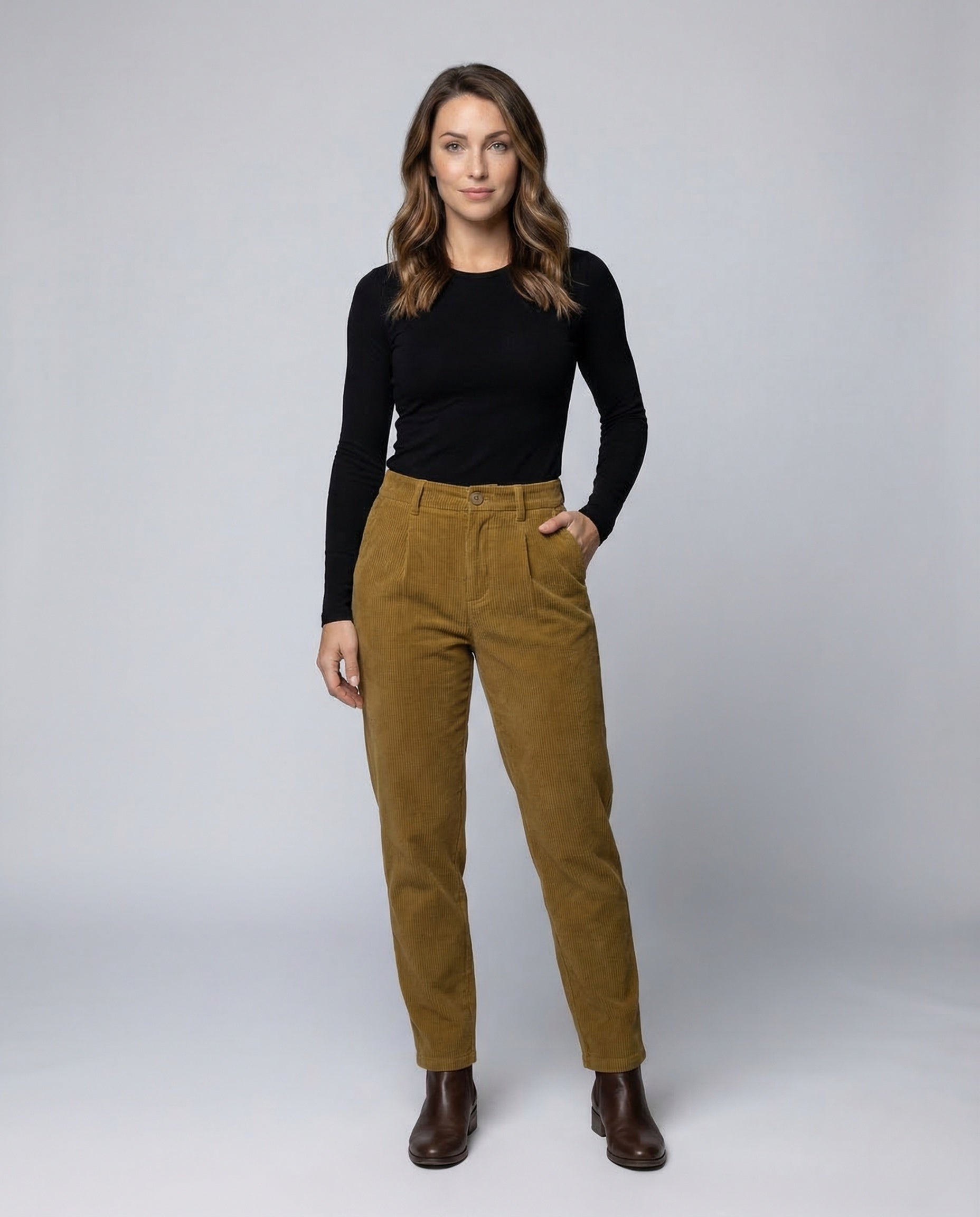 Damen Cordhose Weit mit Elastikbund - Eveloria