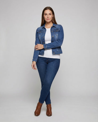 Damen Jeansjacke Tailliert Elastisch wurde in Damen Taillierte - Eveloria