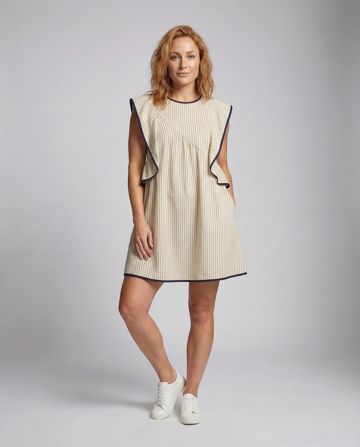 Damen A-Linie Minikleid Matrosenkragen - Eveloria
