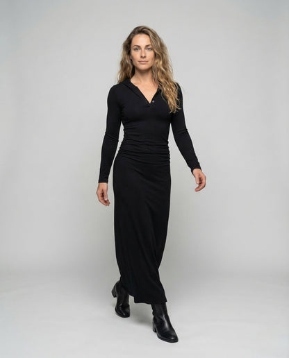 Damen Maxikleid V-Ausschnitt mit Raffung - Eveloria