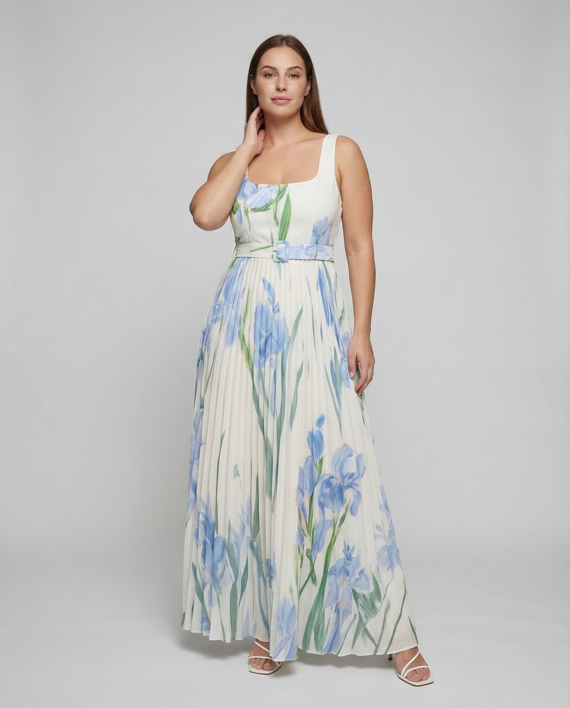 Damen Abendkleid Eckiger Ausschnitt Faltenrock - Eveloria