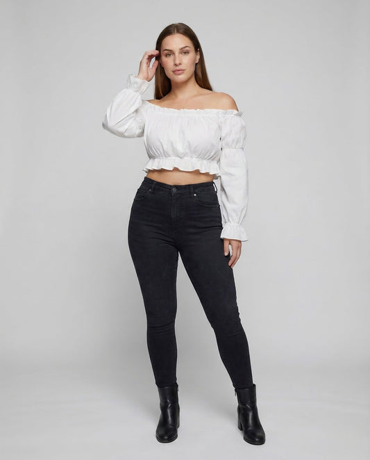 Damen Bluse Puffärmel Carmenstyle - Eveloria
