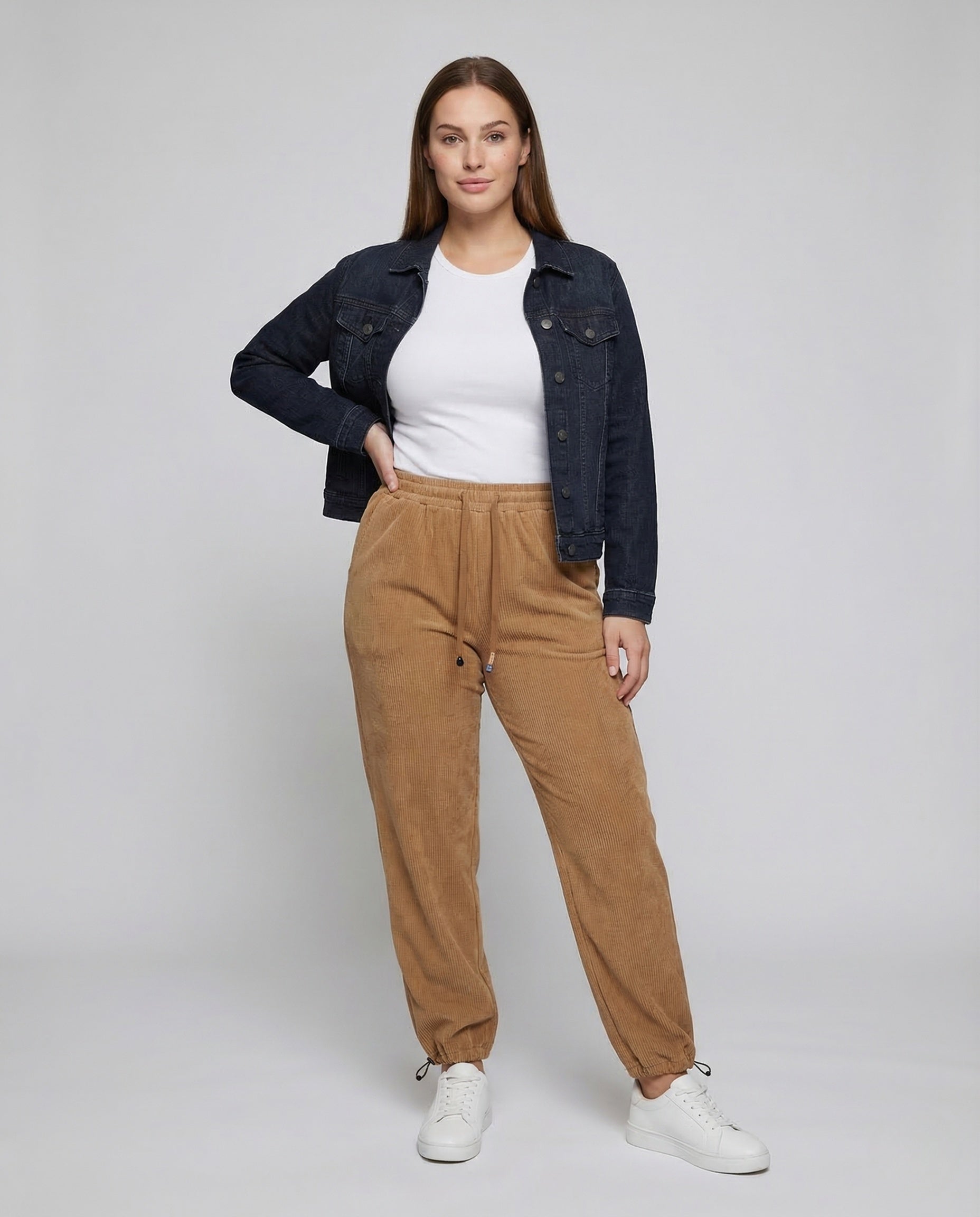 Damen Cordhose Fleecegefüttert Schwarz - Eveloria