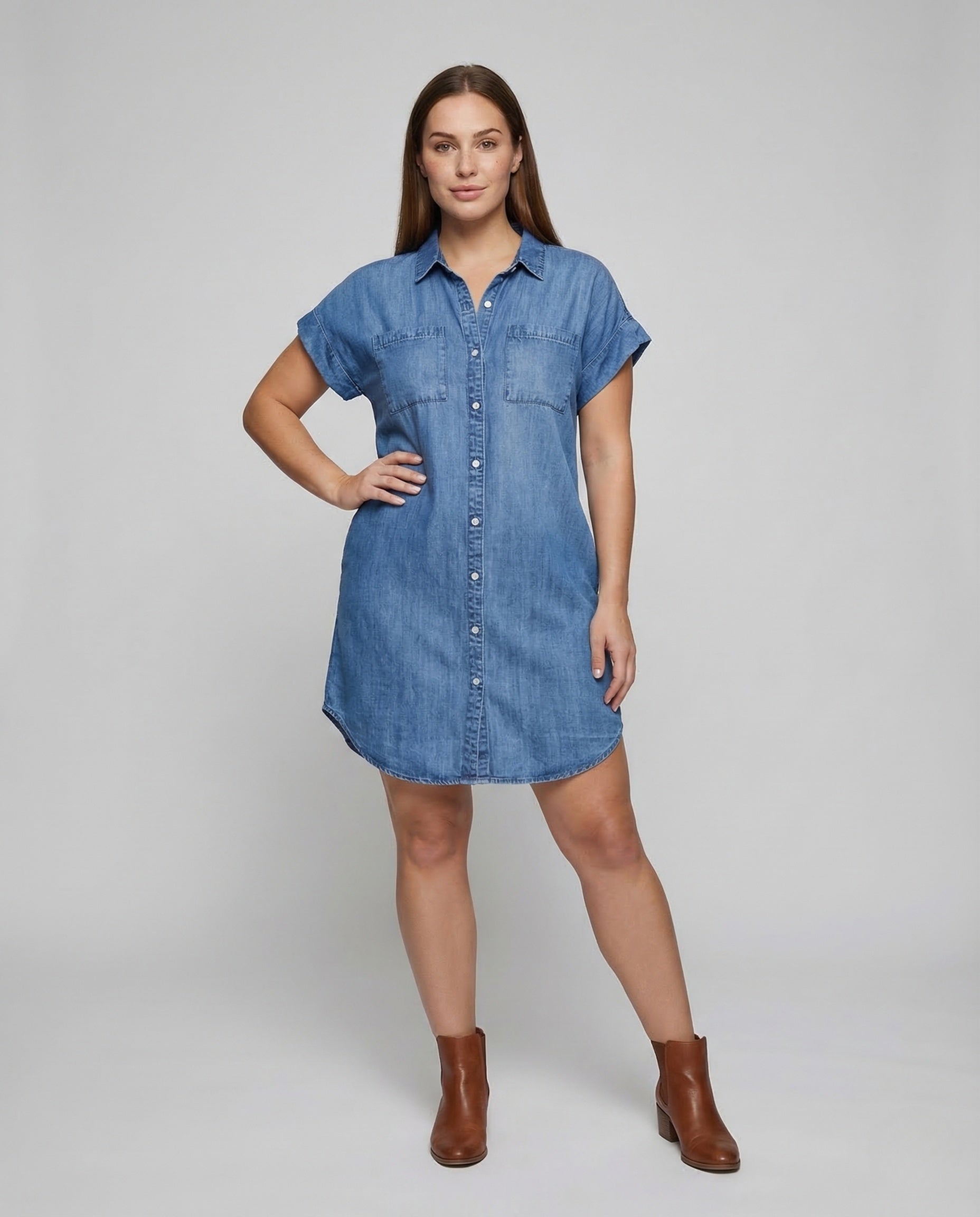 Damen Jeanskleid Mit Taschen - Eveloria