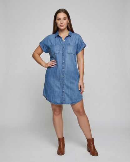 Damen Jeanskleid Mit Taschen - Eveloria