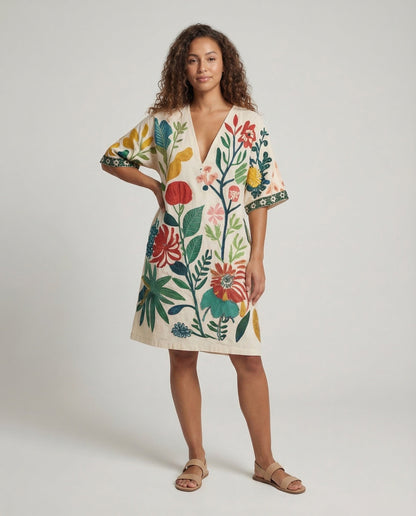 Damen Strandtunika V-Ausschnitt Kaftan - Eveloria