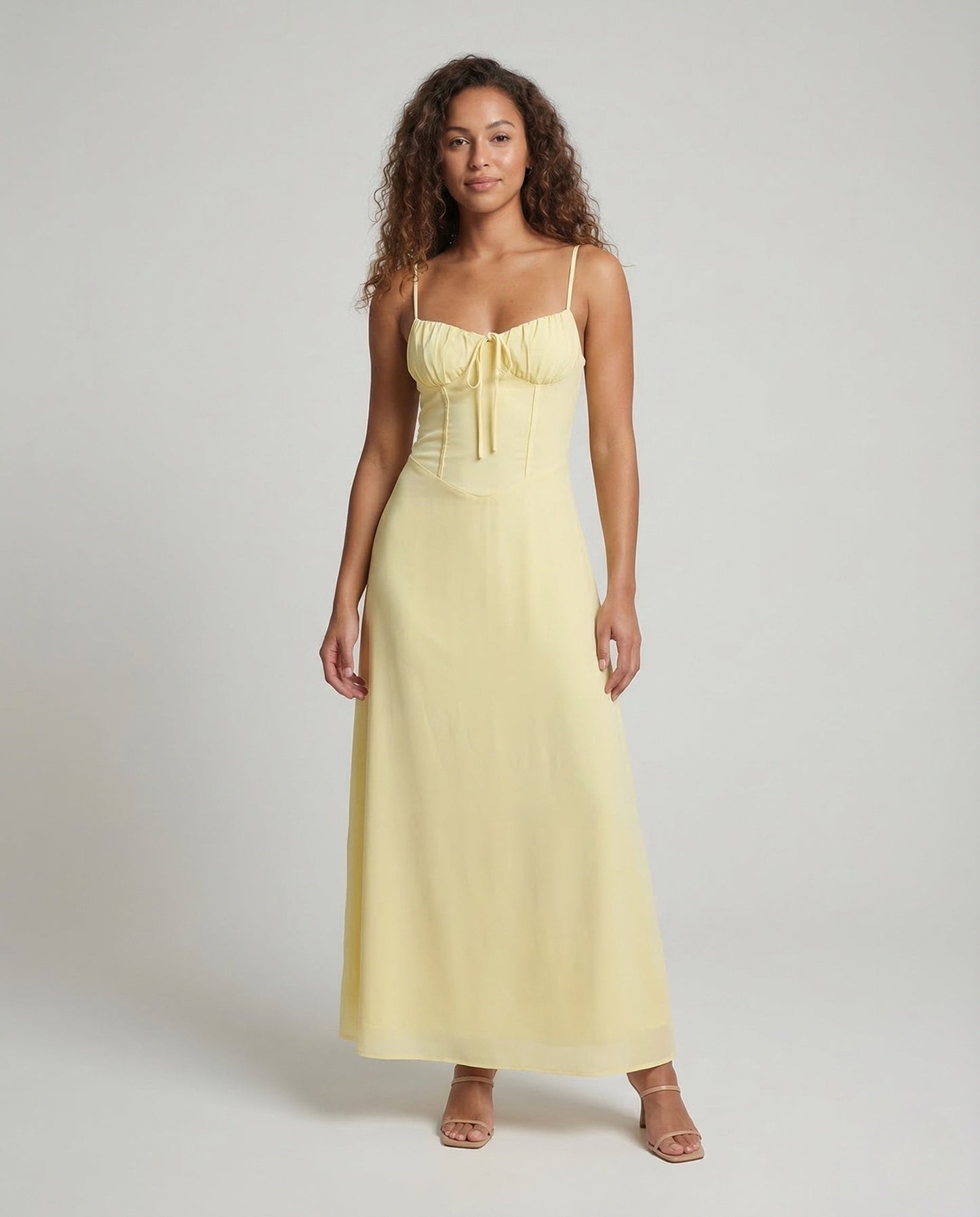 Damen Maxikleid Korsett Optik Spaghettiträger - Eveloria