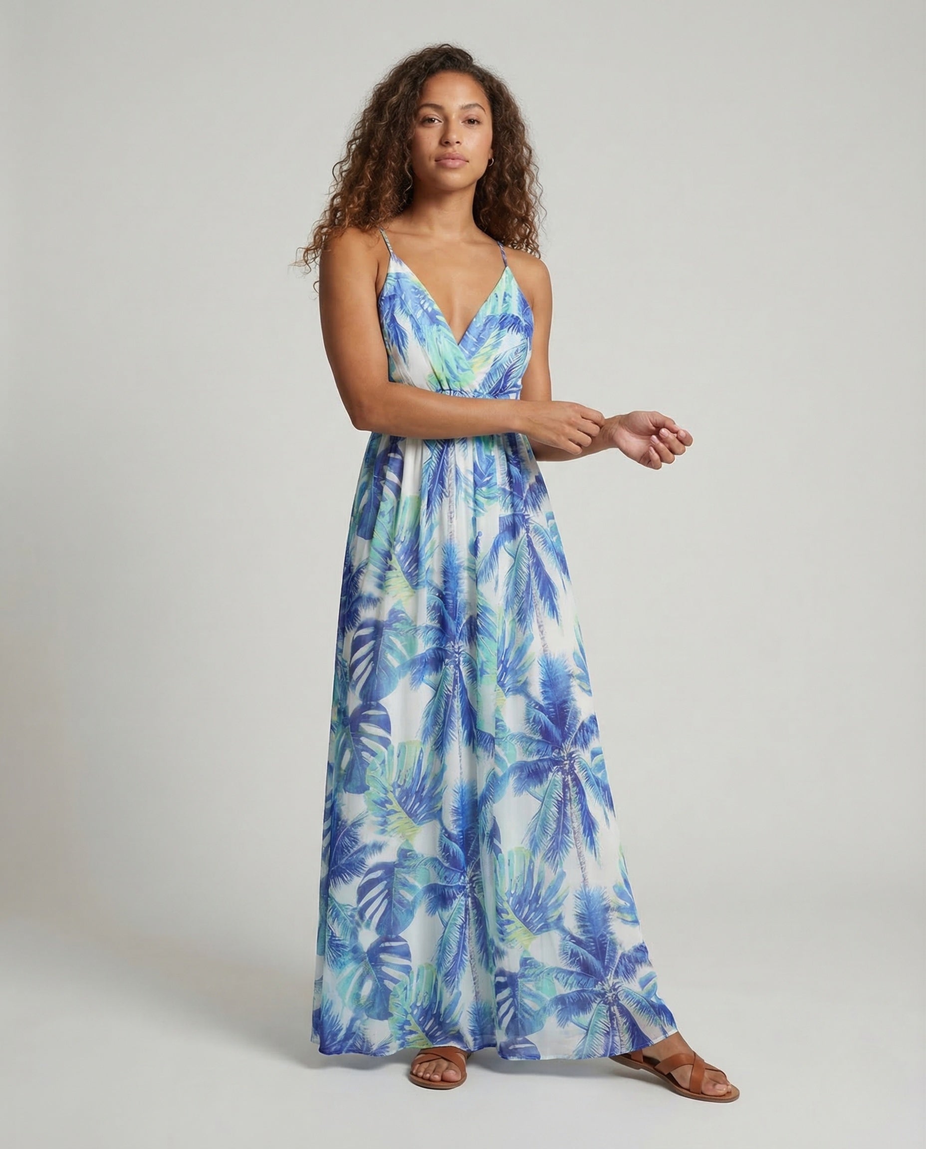 Damen Maxikleid mit Wickelabschluss und Gürtel - Eveloria