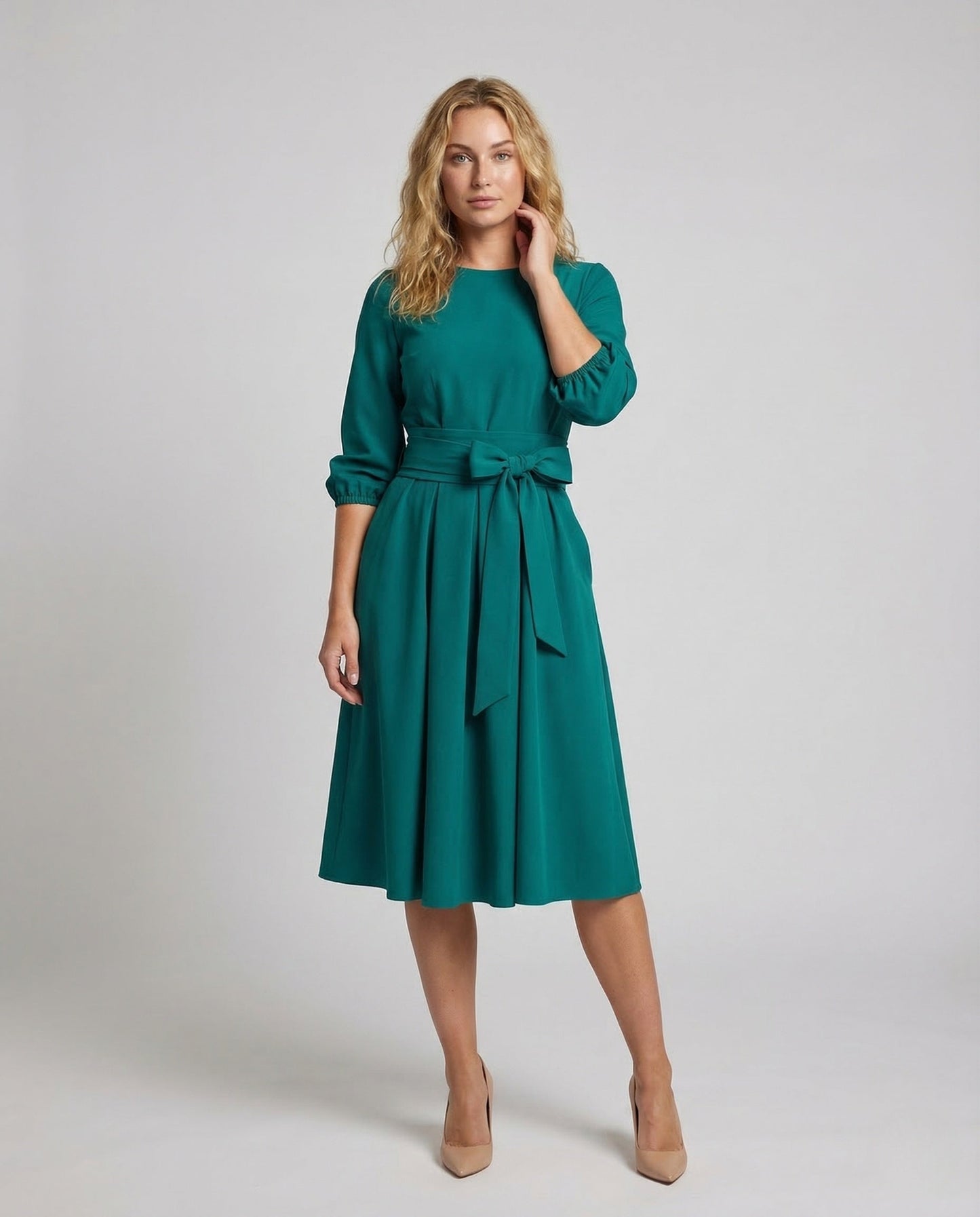 Damen A-Linien-Kleid mit Gürtel - Eveloria