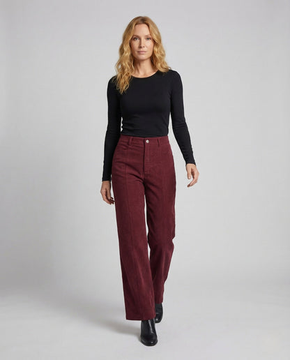 Damen Cordhose Bügelfalte Weitbein - Eveloria