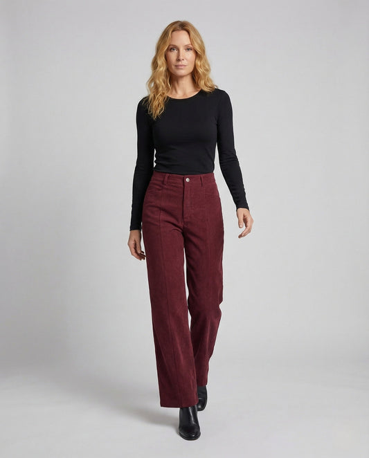 Damen Cordhose Bügelfalte Weitbein - Eveloria