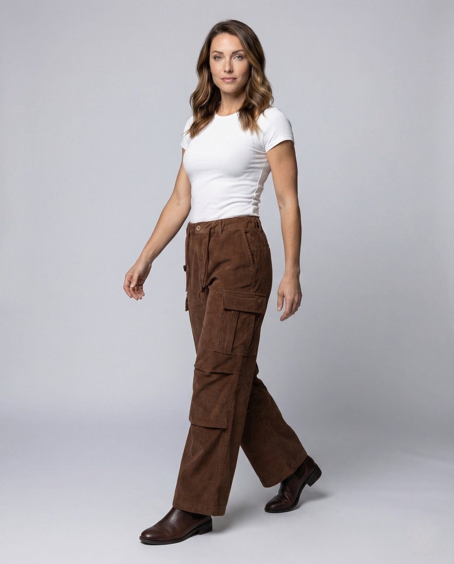 Unisex Cordhose Kordelzug Cargo Beige - Eveloria