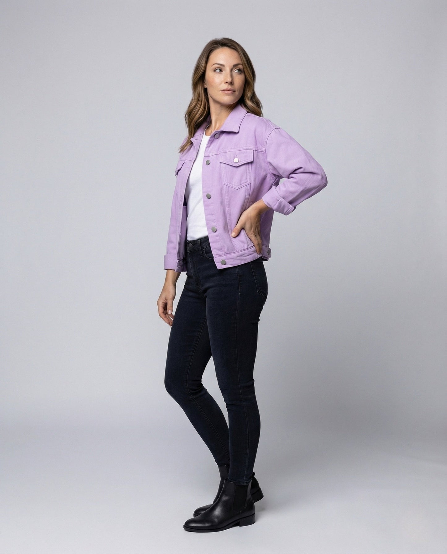 Damen Oversize Jeansjacke mit Brusttaschen - Eveloria