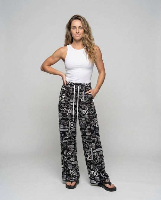 Damen High-Waist Palazzo-Hose mit Kordelzug - Eveloria