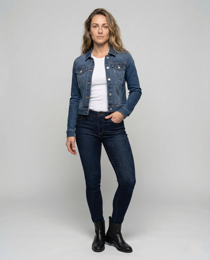 Damen Truckerjacke Taillierte Jeansjacke - Eveloria