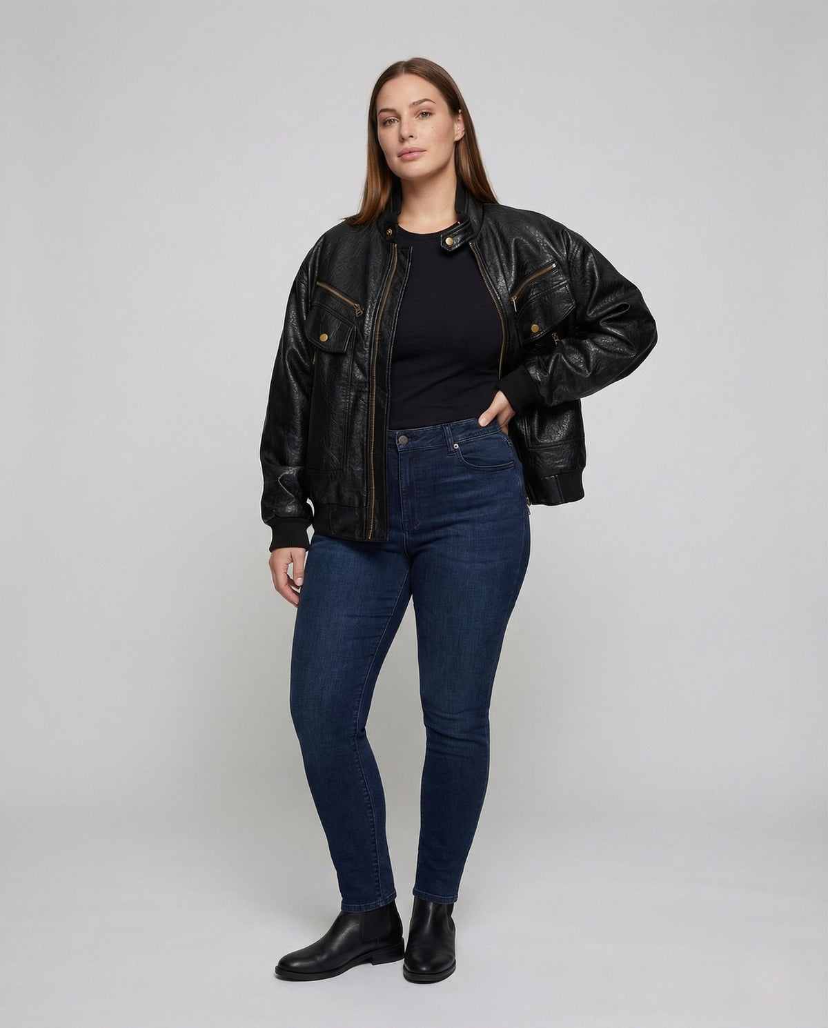 Damen Lederjacke Aviator Weit - Eveloria