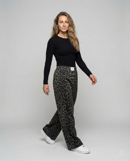 Damen Palazzo-Hose Satin Tiermuster - Eveloria