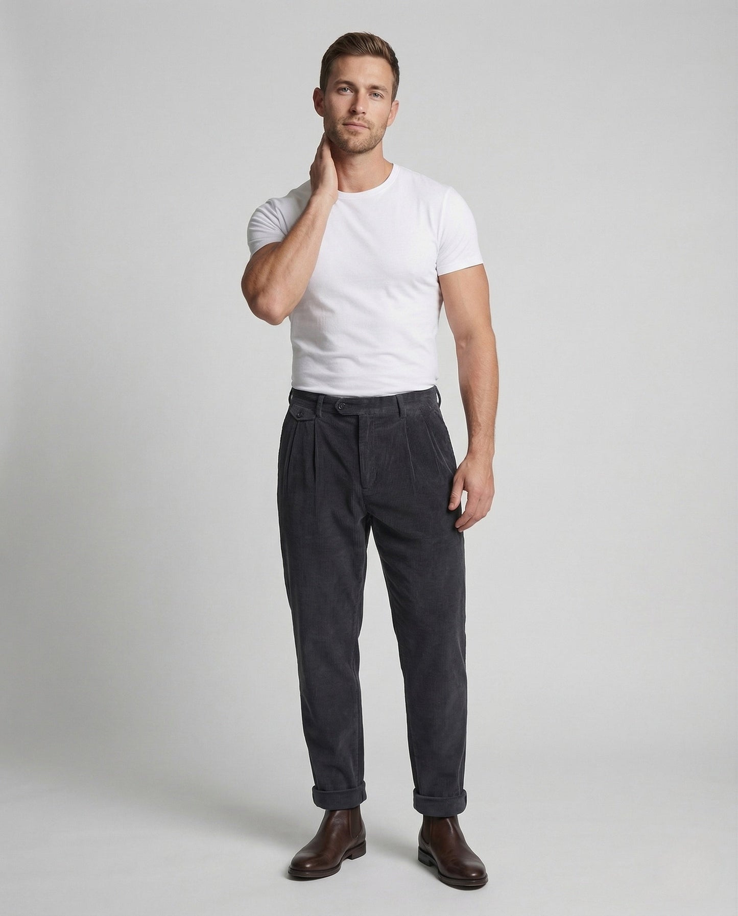 Herren Cordhose mit Bundfalten - Eveloria
