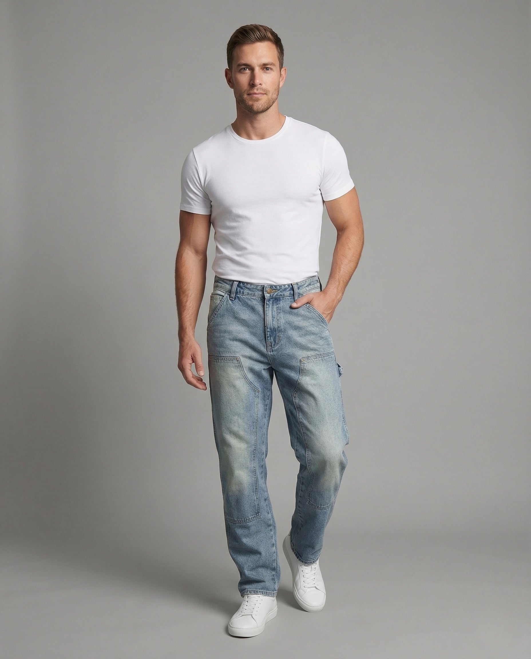 Herren Arbeitsjeans Mit Werkzeugtasche - Eveloria